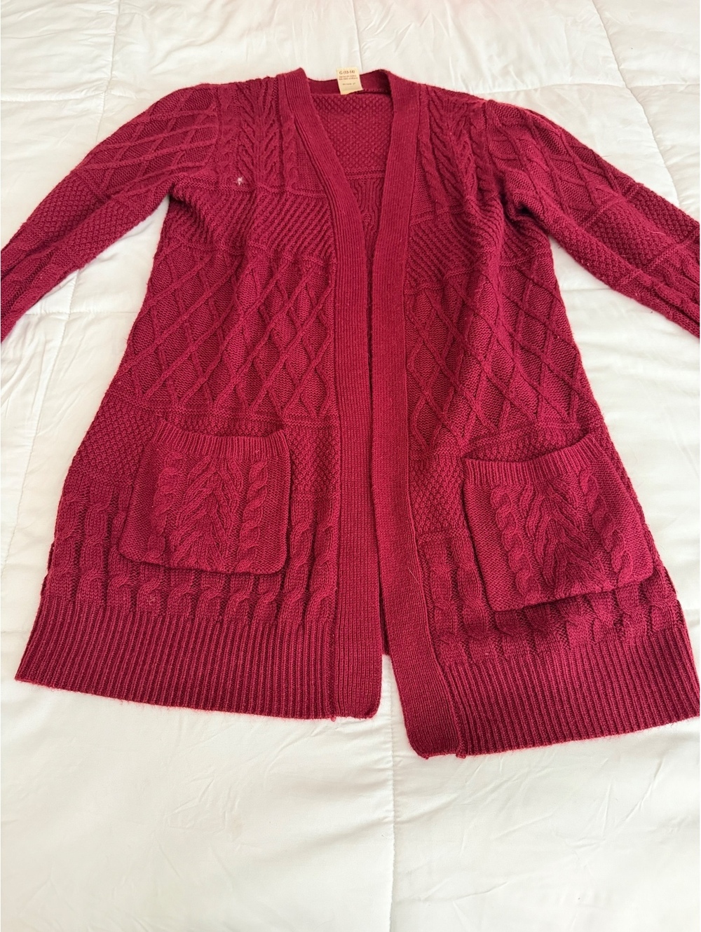 Faded Glory Women's Burgundy Cable Knit Cardigan Sweater, 12